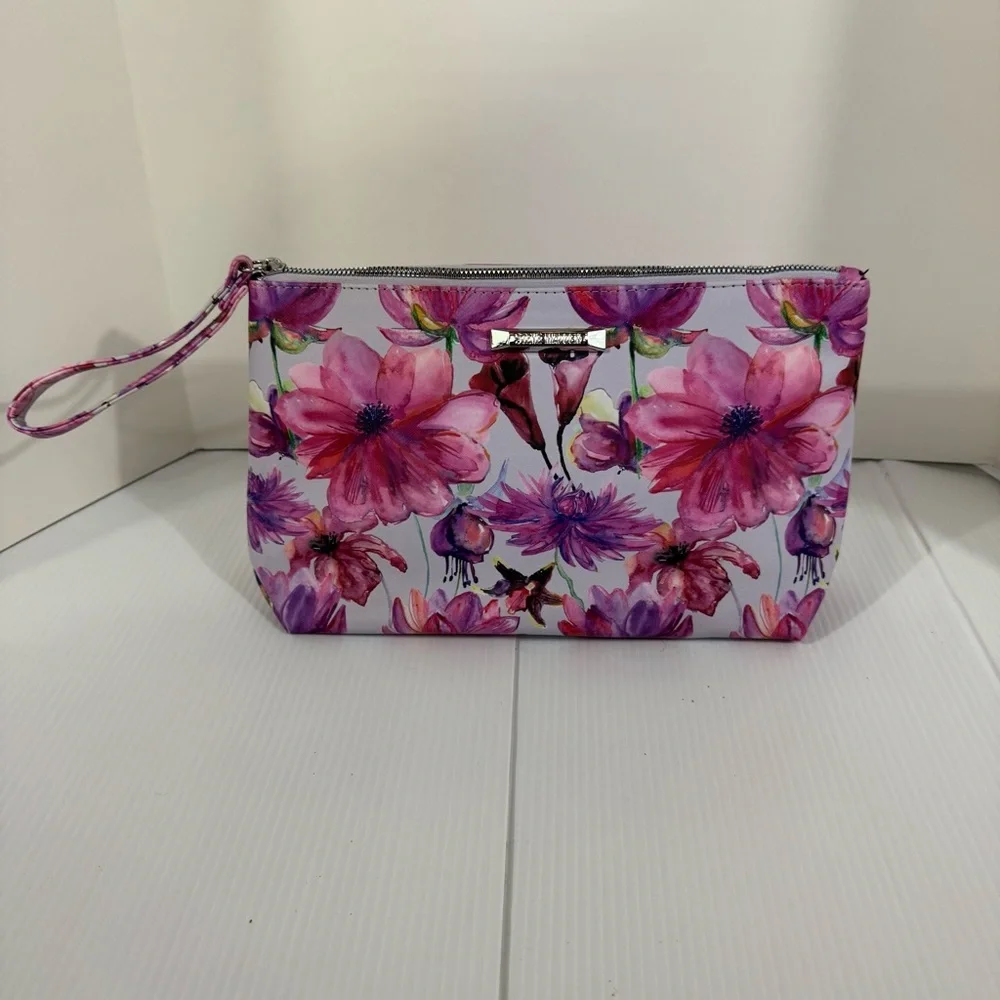 75. Steve Madden Pink and Purple Floral Cosmetic Bag